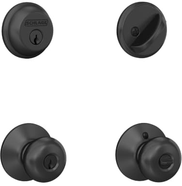 Schlage FB50 N G PLY 622 Single Cylinder Deadbolt and Keyed Entry Plymouth Knob, Matte Black