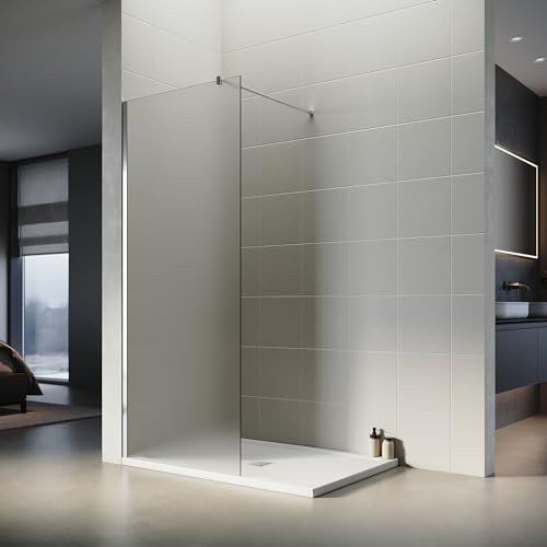 SONNI 1200x2000mm Walk in Duschwand Vollsatiniert Duschabtrennung-inklusive 1200x900mm Quadratische Duschtasse und Ablaufgarnitur-8mm ESG Nano Glas