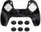 eXtremeRate PlayVital Funda de Silicona para ps5 Mando - Cubierta Protectora con 6 Tapas de Joysticks, Impermeable, Resistente y Antideslizante, Funda de Goma Suave, 3D Tachonado (Oscuro Gris Negro)