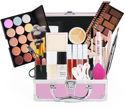 LHLXZQ Set per il trucco da donna, borsa per il trucco di lusso multiuso, set di lucidalabbra ombretti Mascara Correttore, palette per trucco regalo per l'uso quotidiano e i viaggi delle donne#4