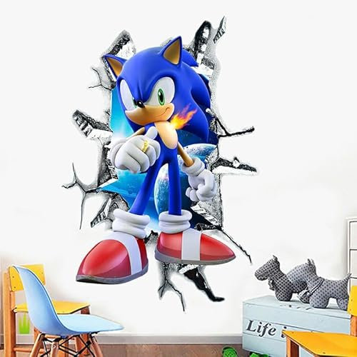 WXHFJW Adesivi da parete rimovibili 3D con motivo Mario per ragazzi e ragazze, per camera da letto, soggiorno, decorazione per la casa, dimensioni: 40 x 60 cm