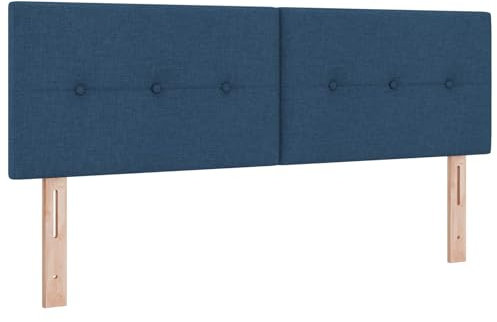 vidaXL Stylisches Niedriges Blaues Kopfteil für Betten Höhenverstellbar Modernes Design Mit Naturholz & Texturiertem Cord Stoff Ideal