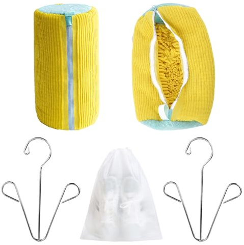 KATLKIU 2 sacchetti lavaggio scarpe – sacchetti lavatrice per sneakers e scarpe leggere, borsa lavatrice scarpe sportive con chiusura zip, rete proteggi scarpe lavabile – Giallo