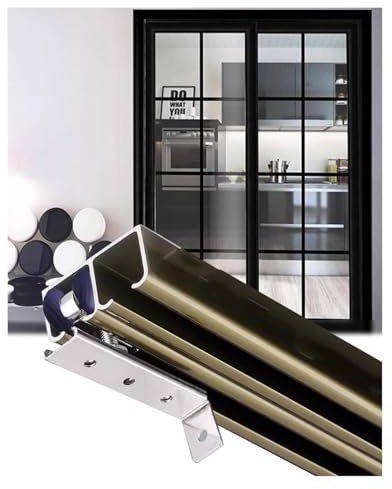 Sliding Door Kit 1.2M, 1.5M, 2.4M, 2.7M, 3.0M Double Bypass Sliding Track Kit, Double Door Hardware Kit, Concealed Door Track(13ft/4.0m)