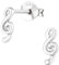 Bungsa Notenschlüssel Ohrstecker .925 Sterling Silver Musik (Ohrringe Echtschmuck Studs Ohrschmuck Damen Frauen Herren)