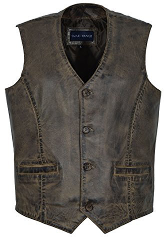 Smart Range Herren neue Party Fashion Stilvoll Dirty Brown Echtes Echtes Klassisch Designer Echt Weiches Lammfell Leder Weste 5226, Dirty Brown, XXL