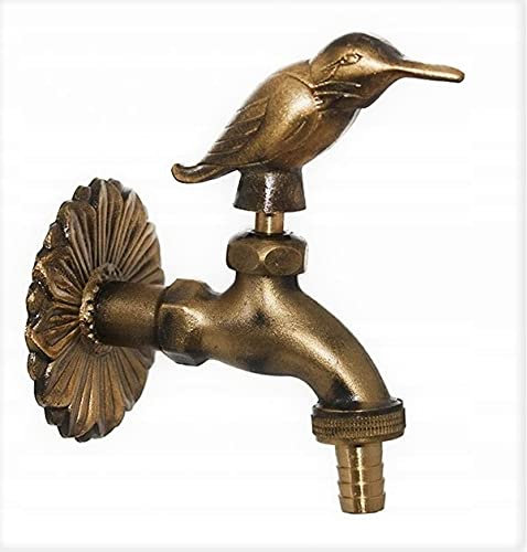 MD technic Nostalgischer Wasserhahn mit Kolibrimotiv für den Außenbereich Garten, Auslaufhahn, Antik