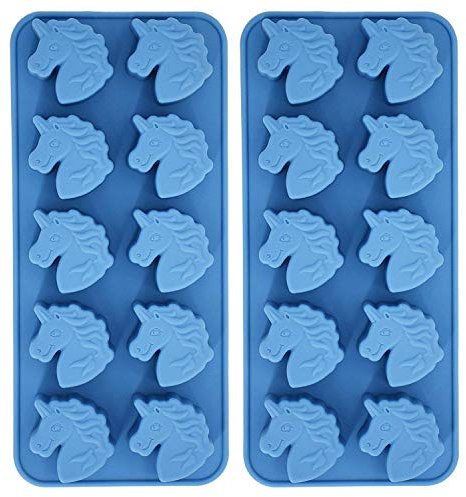 Fewo 2-Pack Unicorn Head Silicone Tray Mold for Chocolate Hard Candy Ice Cube Jello Mini Soap Bath Bomb Cake Baking Resin Crayon
