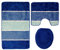 Orion Badgarnitur 3 TLG. Set 60x100 cm, farbig gestreift, WC Vorleger mit Ausschnitt für Stand-WC (dunkelblau blau)