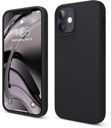 elago Liquid Silicone Case Designed for iPhone 12 Mini (5.4), Premium Silicone, Full Body Protection : 3 Layer Shockproof Cover Case (Black)