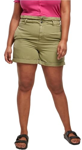 Urban Classics Damen Kurze Hose Ladies Paperbag Shorts, Farbe Khaki, Größe 27