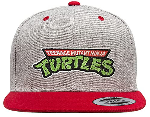 Teenage Mutant Ninja Turtles Offizielles Lizenzprodukt TMNT Logo Premium Snapback Cap (Heather Gray-Rot), Einheitsgröße