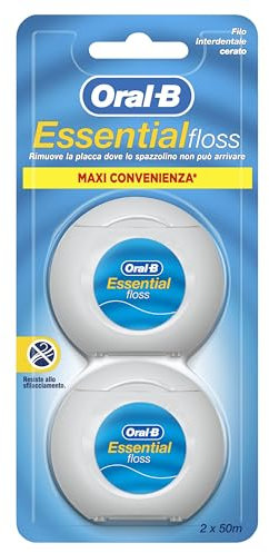 Oral-B Filo Interdentale Essential 50m x12, Sapore Menta. 1 Confezione di Filo Interdentale