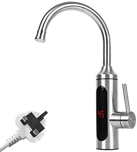 Electric Instant Heater Tap 220V,WMLBK Stainless Hot Water Kitchen Tap with LED Digital Display Mixer Hot and Cold Water Instant Tankless Electric Hot Water Faucet for Kitchen Bathroom