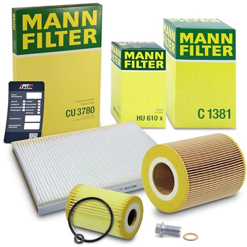 MANN-FILTER Inspektionspaket Filterset 1x Ölfilter, 1x Luftfilter, 1x Innenraumfilter, 1x Ölablassschraube mit Dichtring, 1x Ölwechselanhänger Kompatibel mit MERCEDES-BENZ A-Klasse (W168), VANEO (414)