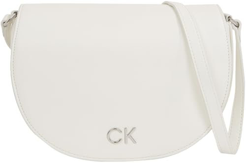 Calvin Klein Damen Umhängetasche Ck Daily Saddle Bag Pebble Klein, Weiß (Bright White), Einheitsgröße