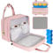 Wearable Breast Pump Bag with Cooler Compatible with Elvie, Momcozy S12 Pro, Willow & Medela Pump in Style, Carrying Case for Breast Pump and Accessories, Pink