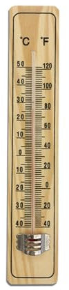 Newwyt Termometro per Interni ed Esterni Termometro da Parete Termometro Verticale in Legno Misuratore di Temperatura per Giardino Domestico
