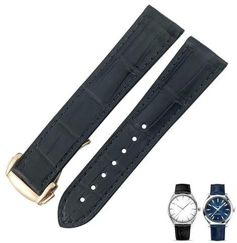KAVJU Krokodilleder-Uhrenarmband passend für Omega De Ville Seamaster Constellation 18 mm 19 mm 20 mm 21 mm 22 mm echtes Alligatorlederarmband, 21 mm, Kunststoff, Achat
