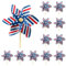 IiILittle 12 Stück patriotische Windräder, amerikanische Flagge, Windspiel für den 4. Juli, Dekoration, Gedenktags-Dekoration, patriotische Outdoor-Dekoration