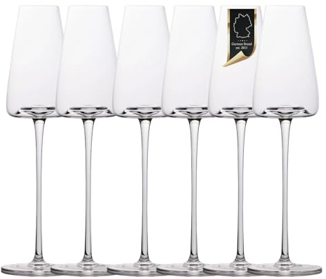 INTIRILIFE 6x Champagner Glas mit modernen Design - 220 ml Füllmenge - Sekt Prosecco Glas Spülmaschinenfest Kristallglas stoßfest