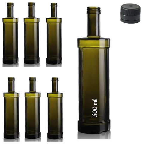 ESENCIA ANDALUSI Botellas vacías, 500 ml Calígula, Botella de Vino Botella de Licor Botella de Aceite Botella cerveza, Cristal, tapón, Botella Vidrio. Botella para rellenar (6)