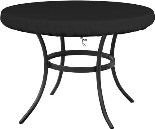 Flyace Rund Abdeckungen Gartenmöbel Runder Tisch Abdeckung für Tischplatte Grillplatte Schutzhülle für Gartenmöbel Feuerplatte Abdeckhaube Wasserdicht Tisch Hülle 210x35cm