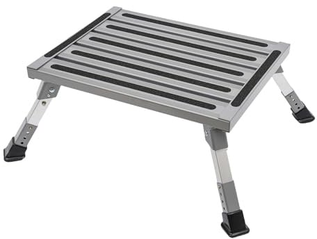 Wohnwagen Trittstufe, Tragbare Klapptritt, Einstellbare Höhe 18.5-19.8-21-22.5cm, Tragfähigkeit 150kg, für Caravan Wohnmobil SUV, Wohnmobilen, Reiseanhängern