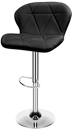 DIANXI Barhocker Einstellbarer Hebelrückstuhl Stuhl Pu Lederpolsterung mit Fußstütze und modern Barstühle(Black)