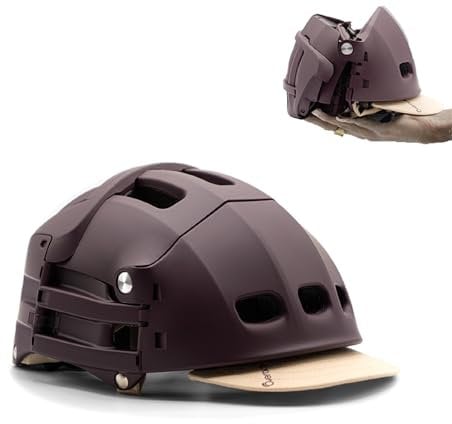 Overade Plixi Faltbarer Helm für Fahrräder, E-Scooter - Volumen durch 3 geteilt - ce en1078 Zertifiziert, gleicher Schutz wie EIN klassischer Helm (Carmin Red, S/M (54-58 cm))