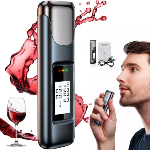 YUWJOOWEE Alkoholtester, Alkoholtester Polizeigenau, LCD-Anzeige Aufladbar Promillemessgerät, Tragbarer Atemalkoholtester Mouthpieces unnötig für Persönlichen und Professionellen