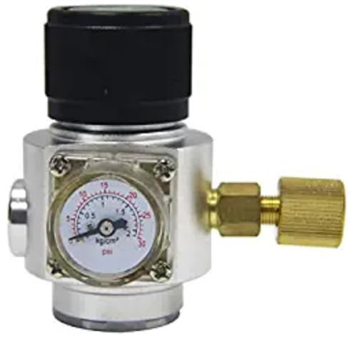 SLAHAJ Druckminderer Mini-Gasregler, Soda-Fass-Regler, CO2-Fass-Ladegerät 0–90 PSI für Soda-Maker, Sprudelwasser, Bier, Soda-Flasche, Tr21.4 Heimbrausystem(3l8-24UNF)
