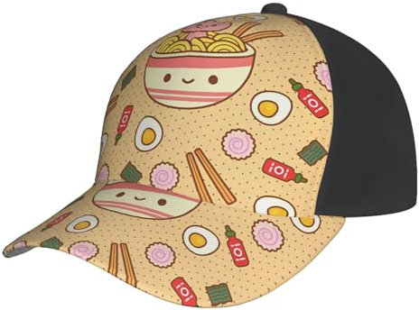 Delicious Sweet Ramen Print Baseball Cap für Damen und Herren - Verstellbare und stilvolle Mütze für Fitness, Laufen, Strand, Urlaub, Schwarz, Schwarz, Einheitsgr��e