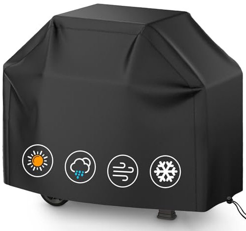 Copertura Barbecue da Esterno Impermeabile 145x61x117 cm – Telo Protettivo Resistente a Pioggia, Polvere, Neve, Sole e Feci di Uccelli, Copri BBQ Nero Universale