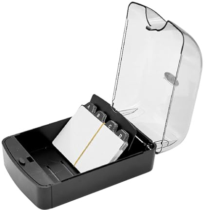 Velarionna Business Card Holder for Desk, Storage up to 350 Cards Capacity Business Card File Box, Push-Button