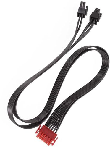 jiingekk Flat CPU Cable 12Pin To 2x8Pin PCIe Power Cord 30cm Optimized For Gaming Rigs Gaming PC Power Supply Cable