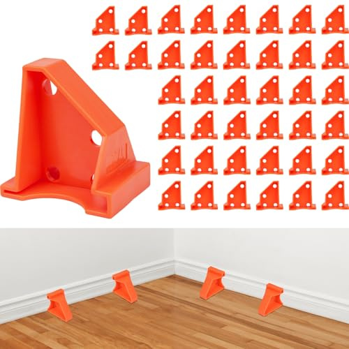 LOMGDOVC 40Pcs Laminate Flooring Spacers, 1/4 & 1/2 Gaps, Durable Reusable Easy to Use Laminate Flooring Tools Kit for Vinyl Plank Hardwood Floors - Orange