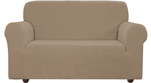 EBETA E Elastisch Sofa Überwürfe Sofabezug, Stretch Sofahusse Sofa Abdeckung Hussen für Sofa, Couch, Sessel 2 Sitzer (Sand, 145-185 cm)