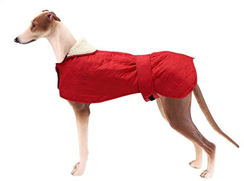 MOREZI Hundejacke, Wintermäntel, mit warmem Fleecefutter, verstellbarem Schultergurt und Klettverschluss für Wärme und Komfort-Rot-M