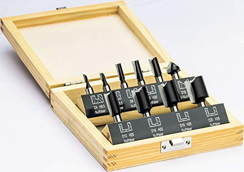 Stehle 10-tlg. HW Oberfräser Nutfräser Set R3,4,5,6,8,10 mm - Schaft Ø 8mm