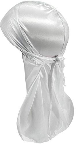 Hairizone Seidiger Durag Headwrap Doo Rags für Herren, Wellen, Weiß
