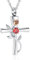 shajwo Cross Urn Necklace for Ashes Birthstone Rose Flower Cremation Jewelry for Women Gilrs Keepsake Memorial Ashes Pendant, Crystal, stainless steel