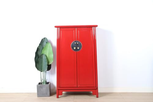 Yajutang Armoire de mariage chinoise 2 portes rouge