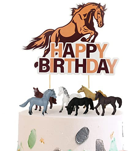 Pferd Kuchen deko, Pferd Tortendeko Pferd Kuchen Topper Pferd Tortenaufleger Pferd Tortenstecker Pferd Kuchendeckel für Kindergeburtstag Party Pferd Thema Party Deko