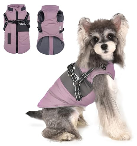 Lairle Waterproof Winter Dog Coat with Built-In Reflective Adjustable Harness - 2 in 1 Jacket for Small, Medium, Large Dogs (8 Colors)