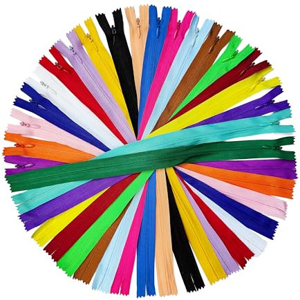 KGS Unsichtbare Reißverschlüsse | 20 Stück Set | Größe: 18 CM/ 7 Zoll | 20 Farben | Versteckte Reißverschlüsse für Kleider, Röcke, Kissen oder Näharbeiten