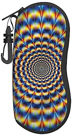 OPSREY Trendy Wolf gedruckt tragbare Brillen Fall mit Wandern Clip Reißverschluss Brillen Organizer, Spirale optische Illusion Gif, One size