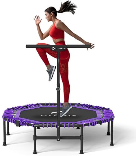 CLORIS 40''/48'' Foldable Fitness Trampoline - Max Load 400lbs / 450lbs, Rebounder with Adjustable Foam Handle Indoor/Outdoor Fitness Body Exercise (48'' Purple)