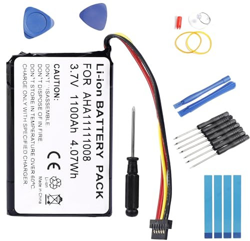 Fuworance 3,7V 1100mAh Akku Li-ion Batterien Kompatibel mit Tomtom GPS4FL50, 4FL60, Go 5000, Go 5100, Go 5200, Go 6000, Go 6100, Go 6200, Pro 5250, Pro Truck 5250, AHA11111008 +Reparaturwerkzeug