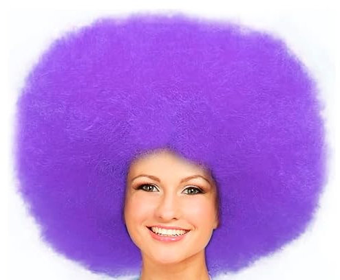 Hatstar XL Afro Perücke | Kraushaar Lockenkopf Perücke | Rasta Afroperücke | Kostüm Hippie Accessoire für Karneval und Fasching (lila)